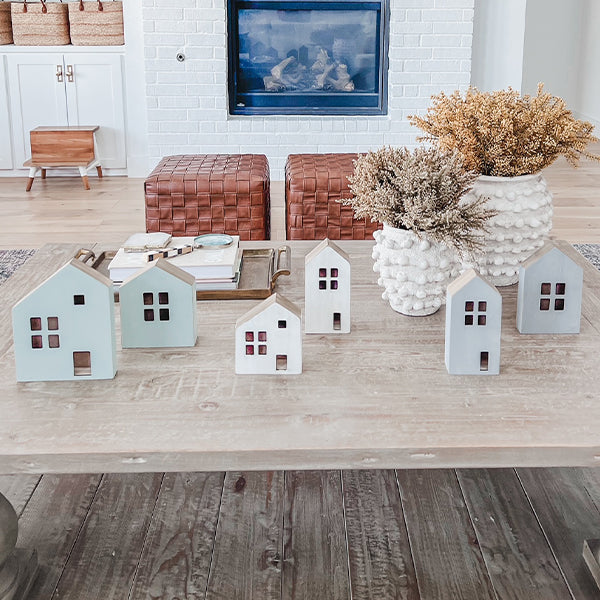 Wooden Village Houses, Pick Your Color | Set of 2 Sale HE