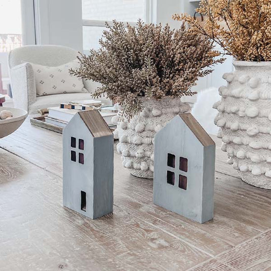 Wooden Village Houses, Pick Your Color | Set of 2 Sale HE