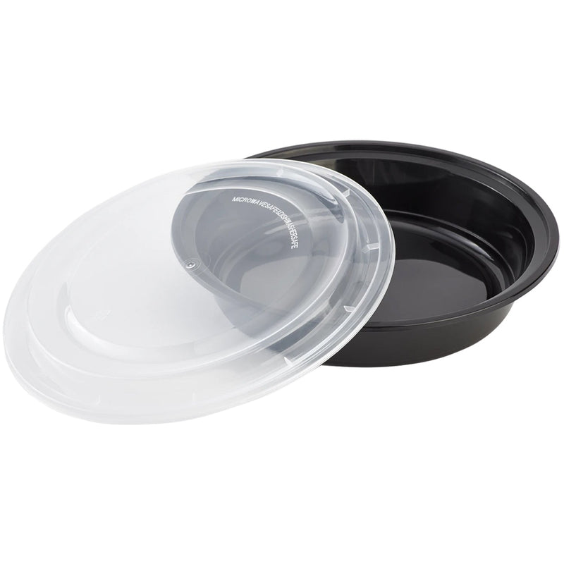 Load image into Gallery viewer, 48oz. Disposable Round Meal Prep/ Bento Box Containers with Clear Lids Food Storage &amp; Serving VeZee
