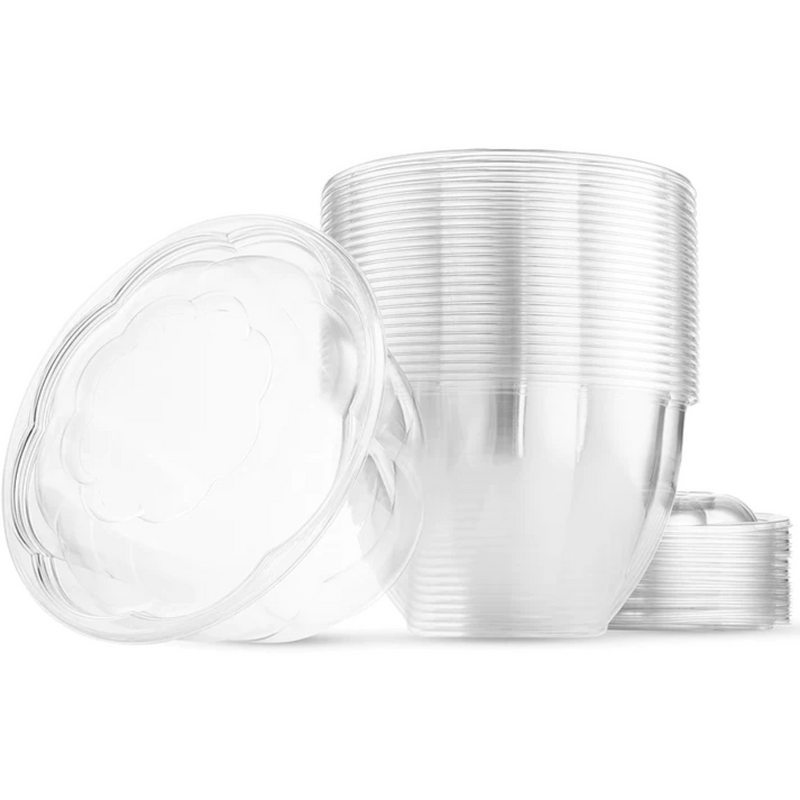 Load image into Gallery viewer, 48oz Disposable Rose / Salad Bowls To-Go Containers with Airtight Lids Rose Bowls VeZee
