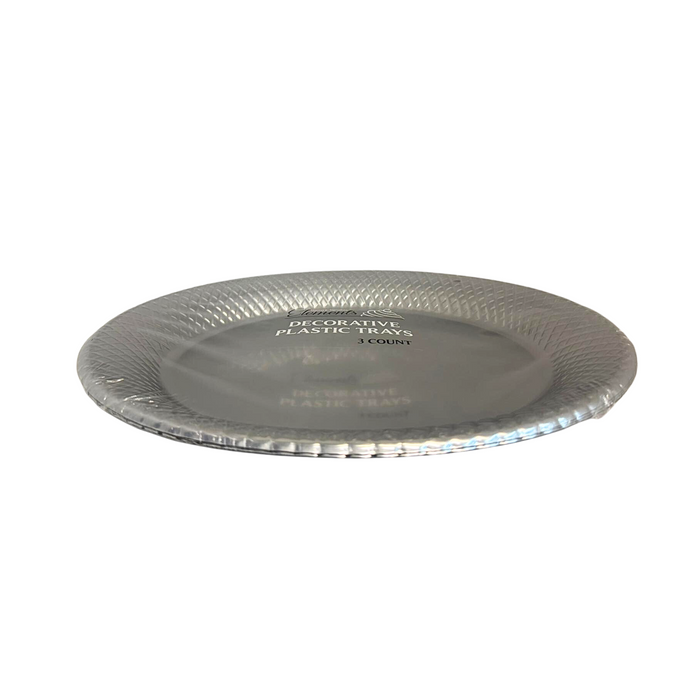 Silver Oval Serving Plastic Tray, 17.75 X 12.75 Tray King Zak