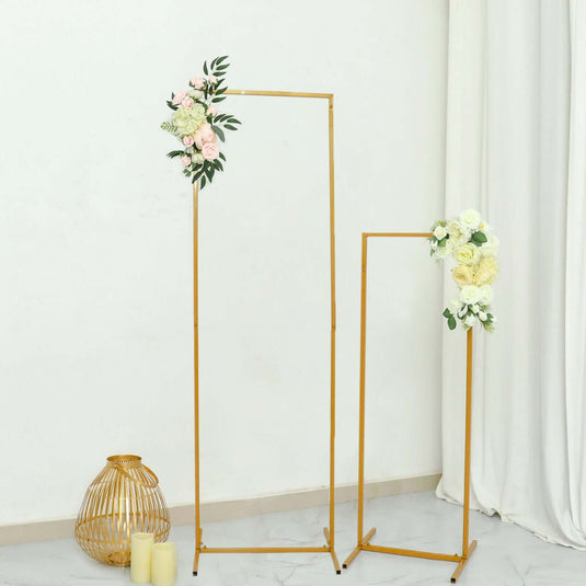 5.5ft Gold Metal Frame Wedding Arch, Rectangular Backdrop Stand, Floral Display Frame Backdrops HIER_5100