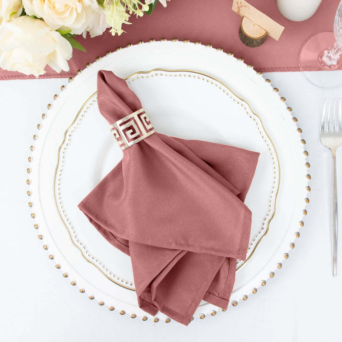 5 Pack Cinnamon Rose Seamless Cloth Dinner Napkins, Wrinkle Resistant Linen 17