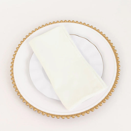 5 Pack Cotton Blend 20"x20" Napkins Ivory - Wrinkle-Resistant & Washable Dinner Napkins Napkins HIER_2430