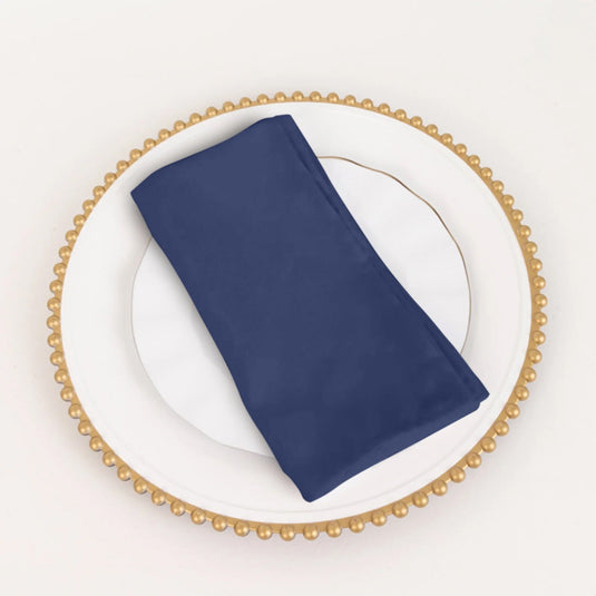 5 Pack Cotton Blend 20"x20" Napkins Navy Blue - Wrinkle-Resistant & Washable Dinner Napkins Napkins HIER_2430