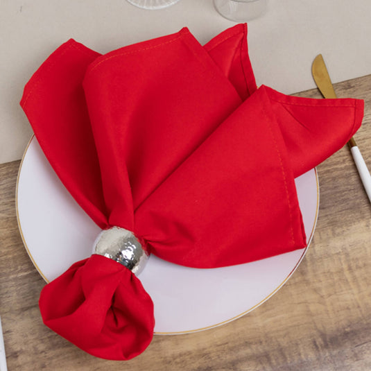 5 Pack Cotton Blend 20"x20" Napkins Red - Wrinkle-Resistant & Washable Dinner Napkins Napkins HIER_2430