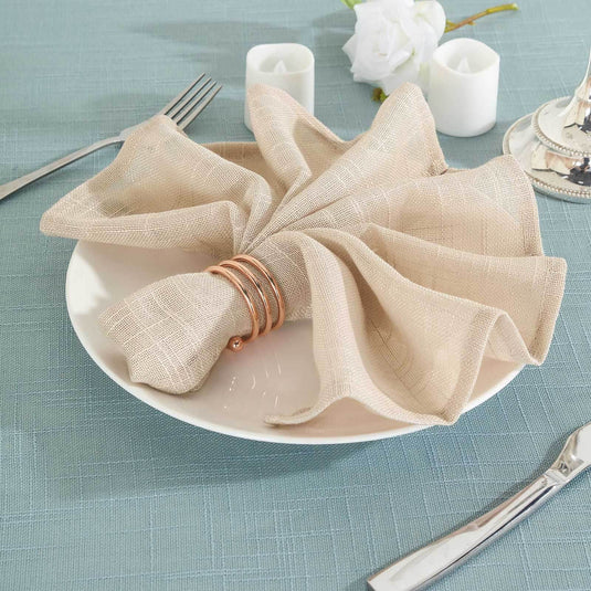 5 Pack Faux Linen 20"x20" Napkins Beige - Slubby Textured & Wrinkle Resistant Cloth Napkins Napkins PROstorez Default Title