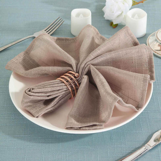 5 Pack Faux Linen 20"x20" Napkins Taupe - Slubby Textured & Wrinkle Resistant Cloth Napkins Napkins PROstorez Default Title