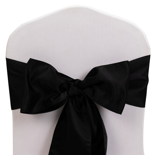 5 Pack Lamour Satin 6"x106" Chair Sashes Black - Stylish Reusable Decorative Bows for Weddings & Gatherings Chair Sashes HIER_3311