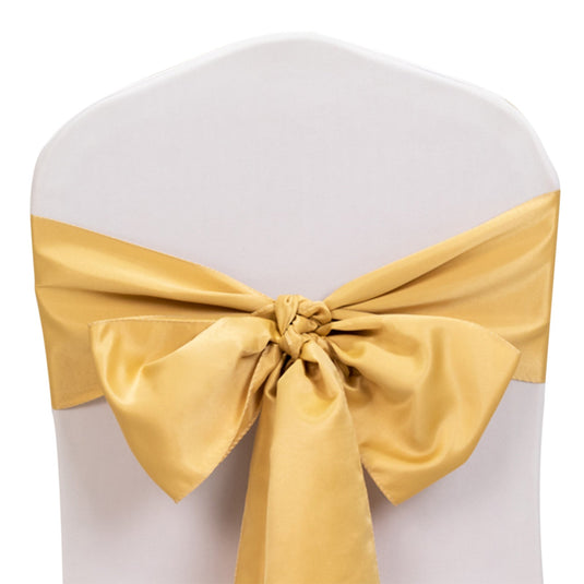 5 Pack Lamour Satin 6"x106" Chair Sashes Champagne - Stylish Reusable Decorative Bows Chair Sashes HIER_3311