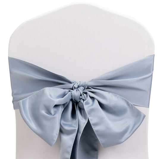 5 Pack Lamour Satin 6"x106" Chair Sashes Dusty Blue - Stylish Reusable Decorative Bows Chair Sashes HIER_3311