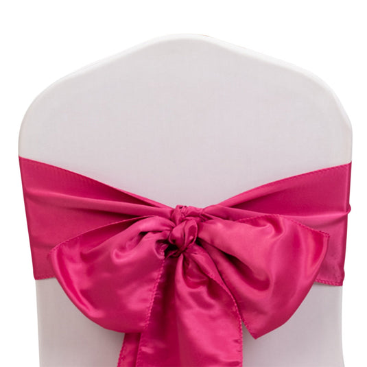 5 Pack Lamour Satin 6"x106" Chair Sashes Fuchsia - Stylish Reusable Decorative Bows Chair Sashes HIER_3311