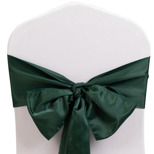 5 Pack Lamour Satin 6"x106" Chair Sashes Hunter Emerald Green - Stylish Reusable Decorative Bows Chair Sashes HIER_3311