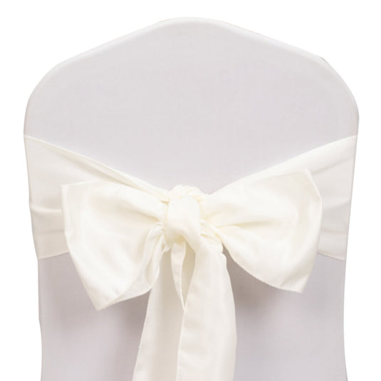 5 Pack Lamour Satin 6"x106" Chair Sashes Ivory - Stylish Reusable Decorative Bows Chair Sashes HIER_3311