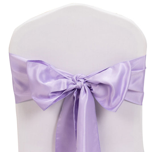 5 Pack Lamour Satin 6"x106" Chair Sashes Lavender Lilac - Stylish Reusable Decorative Bows Chair Sashes HIER_3311