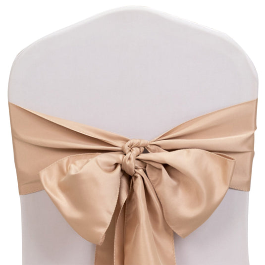 5 Pack Lamour Satin 6"x106" Chair Sashes Nude - Stylish Reusable Decorative Bows Chair Sashes HIER_3311