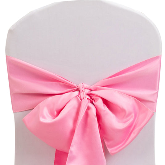 5 Pack Lamour Satin 6"x106" Chair Sashes Pink - Stylish Reusable Decorative Bows Chair Sashes HIER_3311