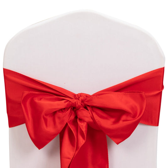 5 Pack Lamour Satin 6"x106" Chair Sashes Red - Stylish Reusable Decorative Bows Chair Sashes HIER_3311