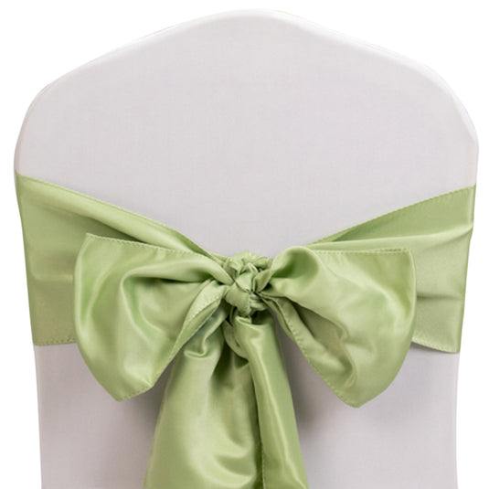 5 Pack Lamour Satin 6"x106" Chair Sashes Sage Green - Stylish Reusable Decorative Bows Chair Sashes HIER_3311