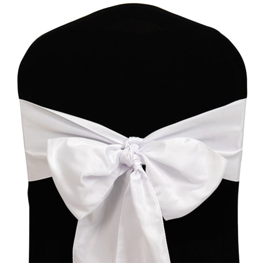 5 Pack Lamour Satin 6"x106" Chair Sashes White - Stylish Reusable Decorative Bows for Weddings & Gatherings Chair Sashes HIER_3311