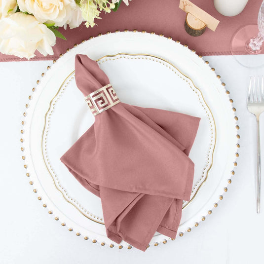 5 Pack Polyester 17"x17" Napkins Dusty Rose - Durable & Wrinkle Resistant Dinner Napkins Napkins PROstorez Default Title