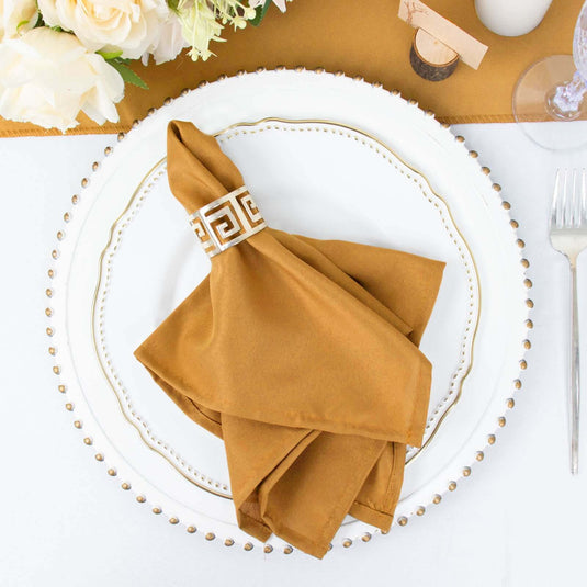 5 Pack Polyester 17"x17" Napkins Gold - Durable & Wrinkle Resistant Dinner Napkins for Everyday Dining & Events Napkins HIER_2430