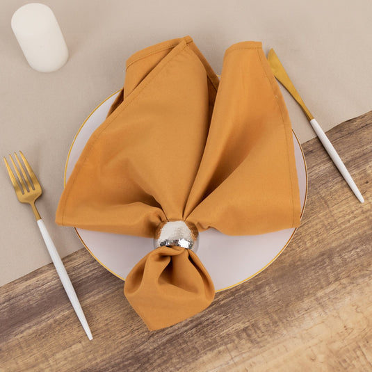 5 Pack Premium Polyester 20"x20" Napkins Gold - Wrinkle-Resistant & Durable Dinner Napkins for Any Occasion Napkins HIER_2430