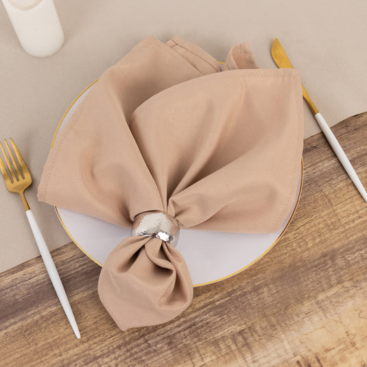 5 Pack Premium Polyester 20"x20" Napkins Nude - Wrinkle-Resistant & Durable Dinner Napkins Napkins HIER_2430