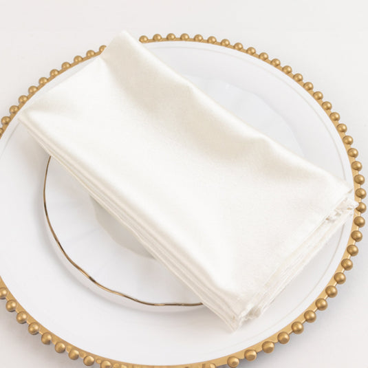 5 Pack Premium Scuba 20"x20" Napkins Shimmer Pearl White - Dazzling Cloth Napkins Napkins HIER_2430