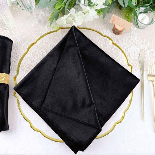 5 Pack Premium Velvet 20"x20" Napkins Black - Soft Sheen Finish Cloth Napkins for Upscale Gatherings Napkins PROstorez Default Title