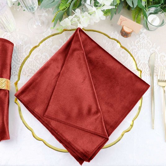 5 Pack Premium Velvet 20"x20" Napkins Burgundy - Soft Sheen Finish Cloth Napkins Napkins PROstorez Default Title