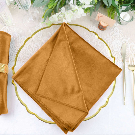 5 Pack Premium Velvet 20"x20" Napkins Gold - Soft Sheen Finish Cloth Napkins for Upscale Gatherings Napkins PROstorez Default Title