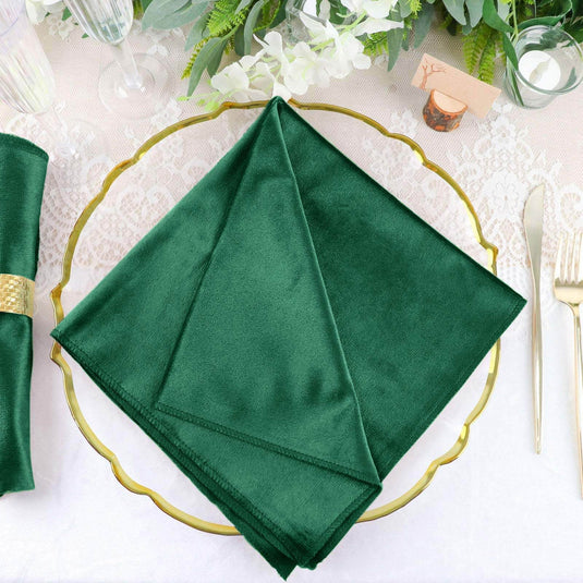 5 Pack Premium Velvet 20"x20" Napkins Hunter Emerald Green - Soft Sheen Finish Cloth Napkins Napkins PROstorez Default Title