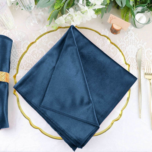 5 Pack Premium Velvet 20"x20" Napkins Navy Blue - Soft Sheen Finish Cloth Napkins Napkins PROstorez Default Title