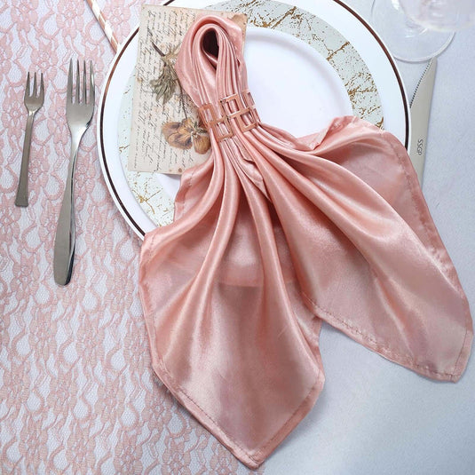 5 Pack Satin 20"x20" Napkins Dusty Rose - Luxurious Shine & Smooth Dinner Napkins Napkins PROstorez Default Title