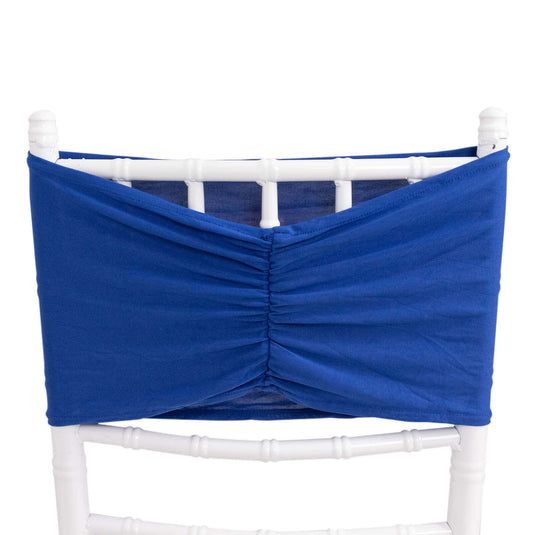 5 Pack Spandex Chair Sashes Royal Blue Ruffled Style - Wide Easy to Use Stretch Chair Bands 8