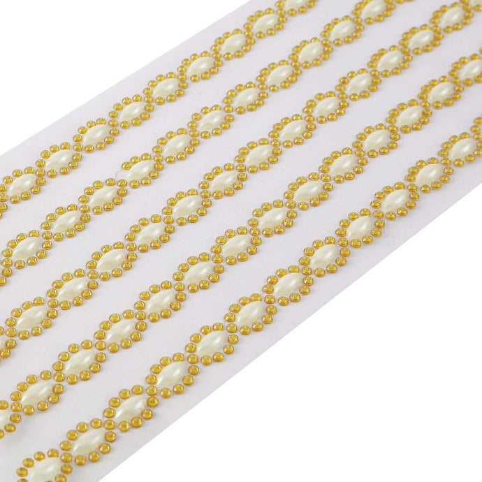 5 Strips Stick on Rhinestone Gems Oval Self Adhesive Diamond Rhinestone Stickers Gold Decorations HIER_9520 Default Title