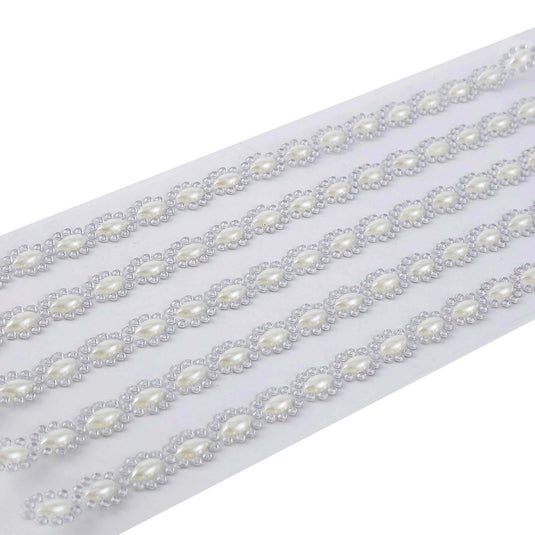 5 Strips Stick on Rhinestone Gems Oval Self Adhesive Diamond Rhinestone Stickers Silver Decorations HIER_9520 Default Title