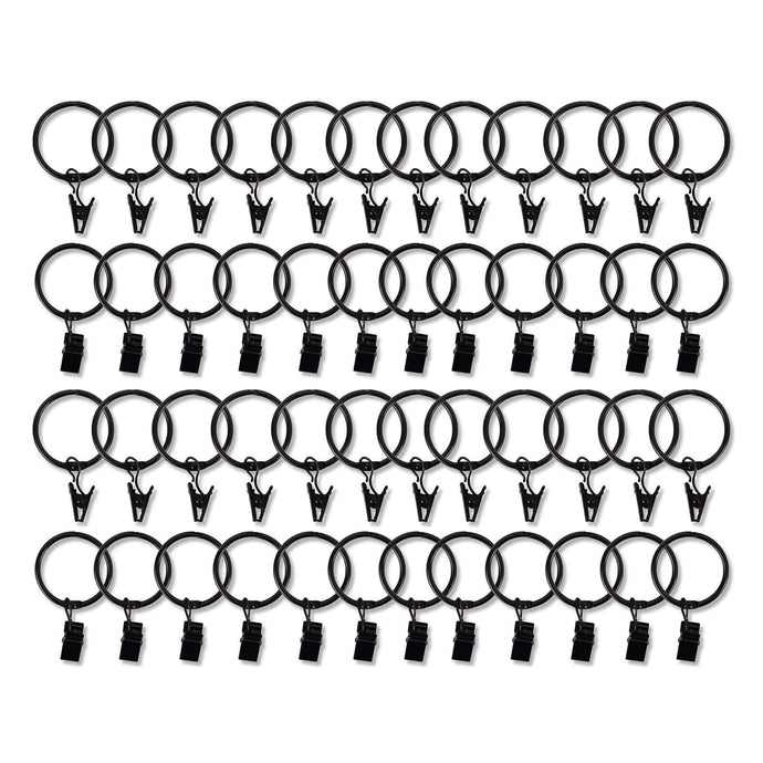 50 Pack Black Metal Openable Curtain Clip Rings, Heavy Duty Rustproof Drapery Backdrop Clip Hangers - 1.5