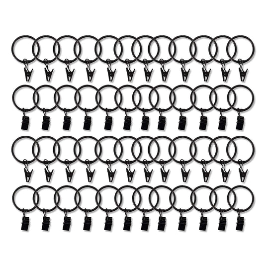 50 Pack Black Metal Openable Curtain Clip Rings, Heavy Duty Rustproof Drapery Backdrop Clip Hangers - 1.5