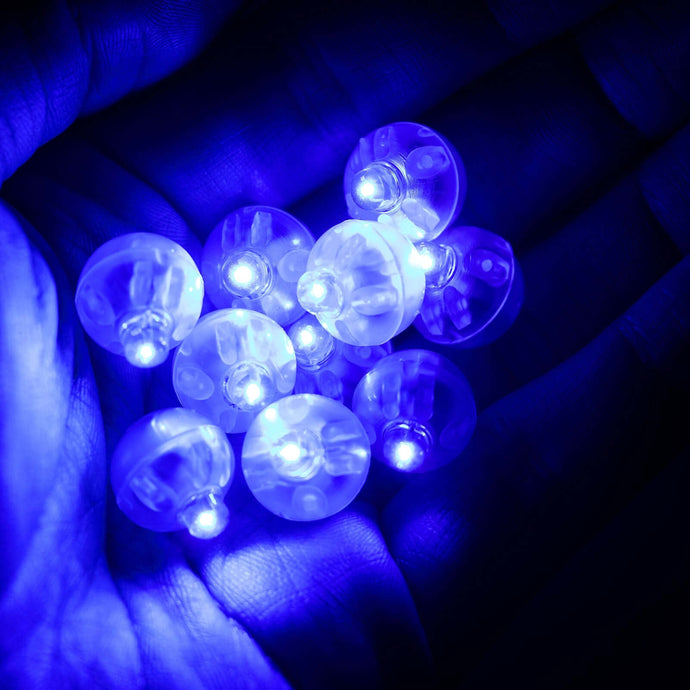 50-Pack LED Mini Balloon Lights Round Light Blue - Waterproof Battery Operated Balls 0.5