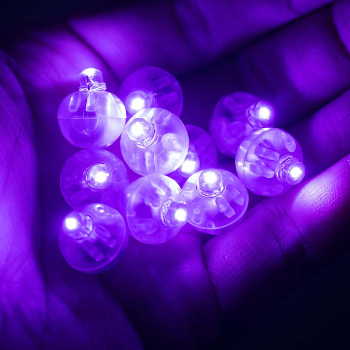 50-Pack LED Mini Balloon Lights Round Purple - Waterproof Battery Operated Balls 0.5