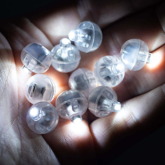 50-Pack LED Mini Balloon Lights Round White - Waterproof Battery Operated Balls 0.5" LED HIER_8700