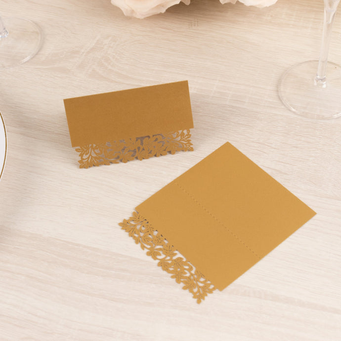 50-Pack Wedding Place Cards with Laser Cut Hollow Heart Design Gold - Printable Reservation Seating Tent Cards 210 GSM Decorations HIER_7410