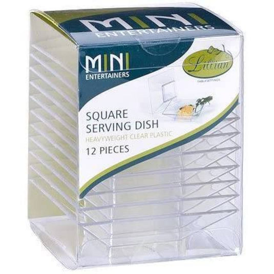 Lillian Mini Plastic Square Serving Dish Clear dishes Serverware Lillian