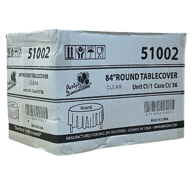 Load image into Gallery viewer, *WHOLESALE* TableCloth Plastic Disposable Round Clear 84&#39;&#39;:36CT Table Cover Party Dimensions
