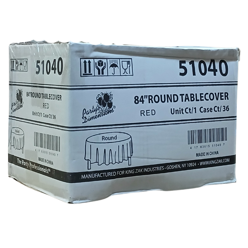 Load image into Gallery viewer, *WHOLESALE* TableCloth Plastic Disposable Round Red 84&#39;&#39;:36CT Table Cover Party Dimensions
