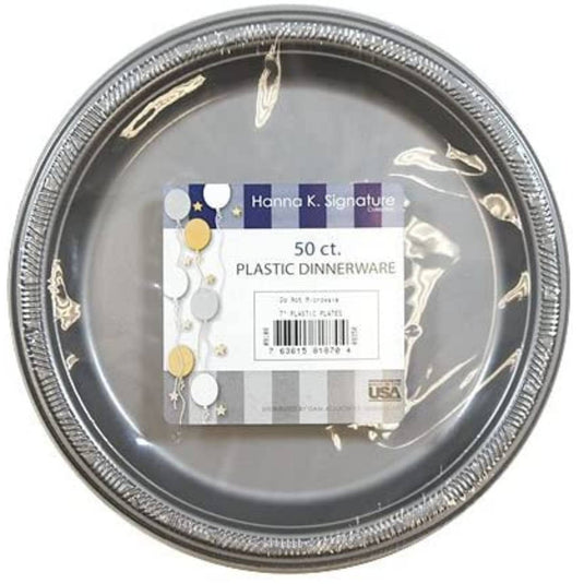 Hanna K. Signature Plastic Plates Silver 10" Disposable Plates Hanna K