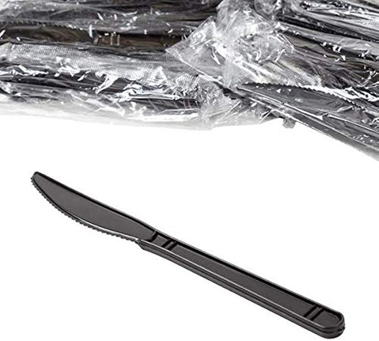 *WHOLESALE* Disposable - Individually Wrapped - Medium Weight - Black Knives| 1000 ct. VeZee