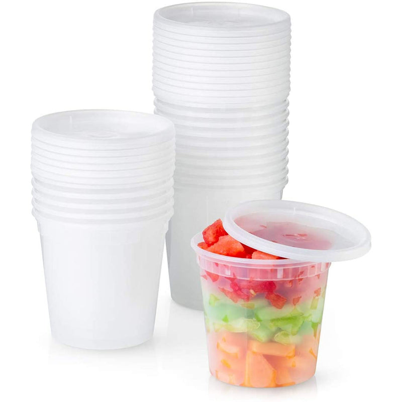 Load image into Gallery viewer, Extra Strong Quality Round Plastic Container with Lid 24 oz Food Storage &amp; Serving VeZee
